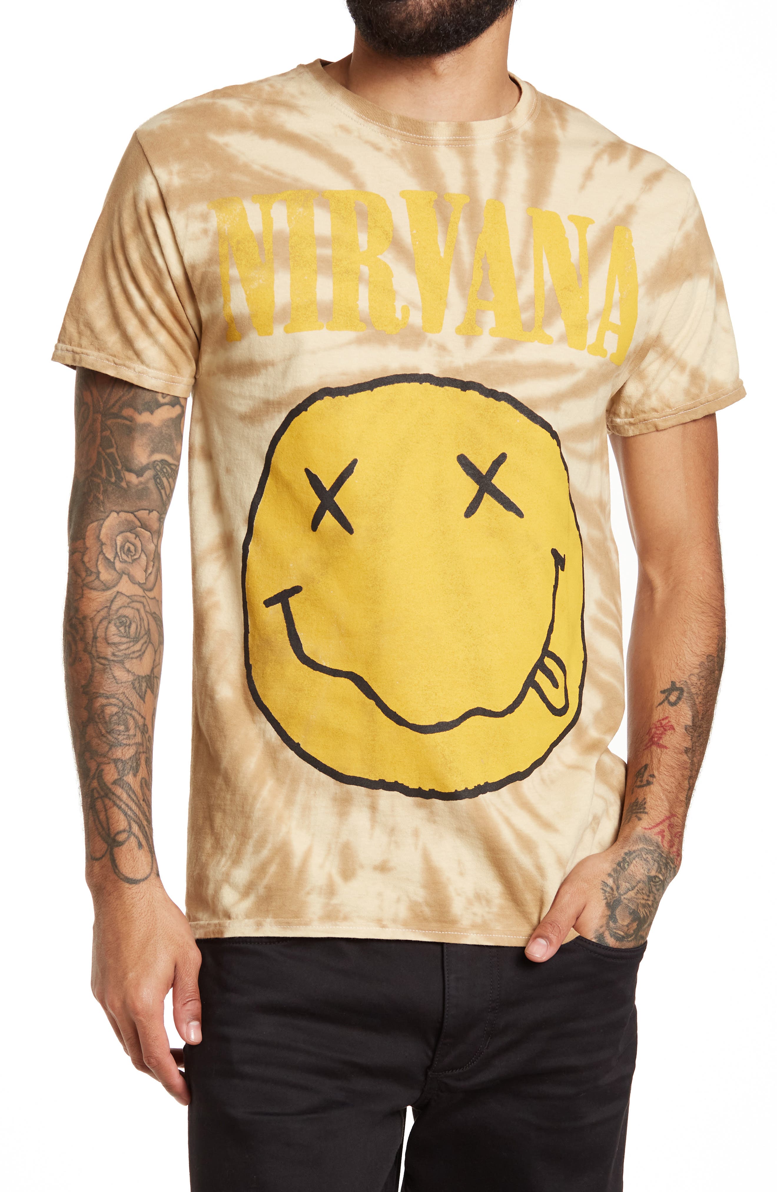 Nirvana Yellow Smiley Uomo T-Shirt Bianco Regular 